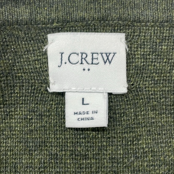 J Crew long cardigan wrap sweater in olive green, 100% cotton, size large - Picture 6 of 7